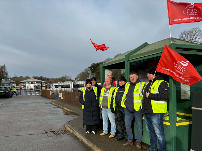 Bus drivers gather at picket lines