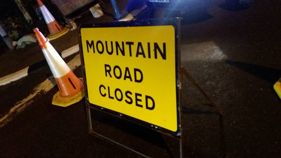 Mountain Road closed after snow