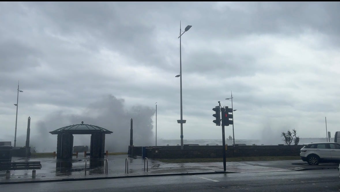 Watch as huge waves crash over Douglas P